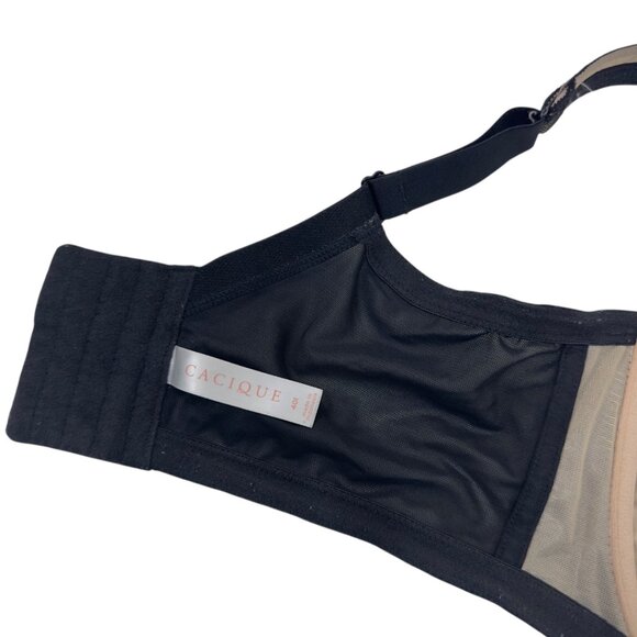 Cacique Women Black Lace Full Coverage Underwire Minimizer Bra 40I Comfy Straps - Picture 6 of 12